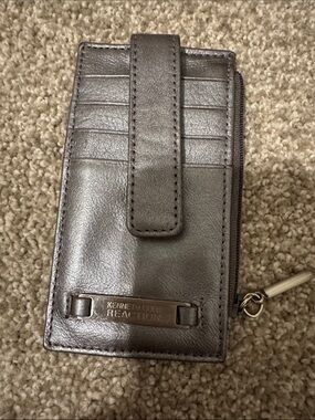 Kenneth Cole Reaction Metallic Gray Leather Card Wallet